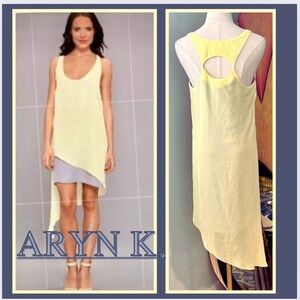 ⭐️Aryn K.,Fun, Funky & Fabulous,Soft Yellow & Gray,Asymmetrical Mini Dress/Top,S